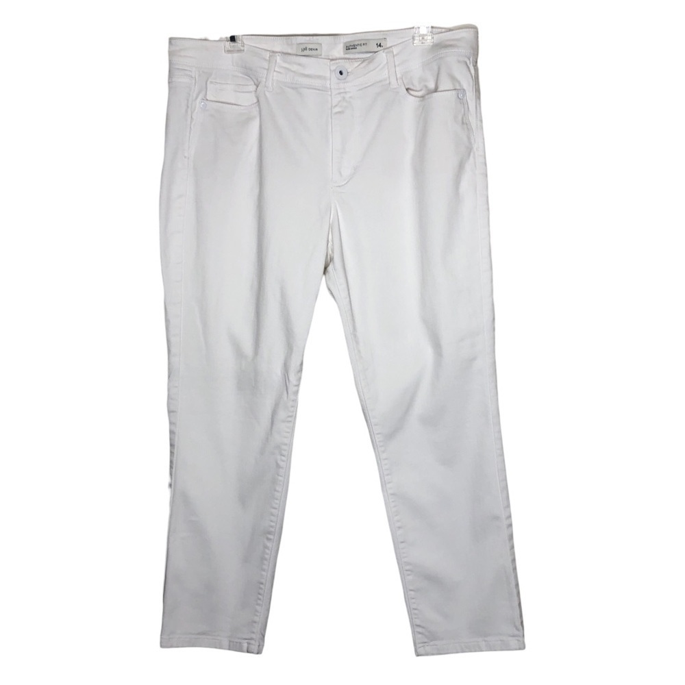 J. JILL - Authentic Fit Slim Ankle White Cotton Blend Stretch Denim Jeans - 14P